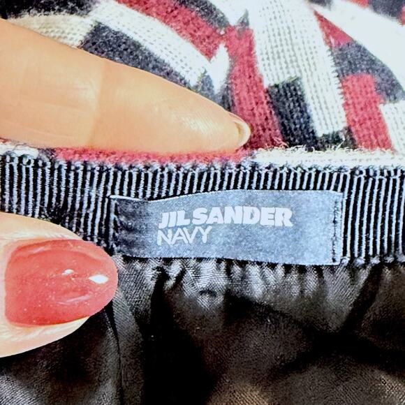 JIL SANDER NAVY PLAID TWEEDY A LINE SKIRT WOOL BLEND MADE IN ITALY SIZE 40 M 8 - Picture 4 of 7